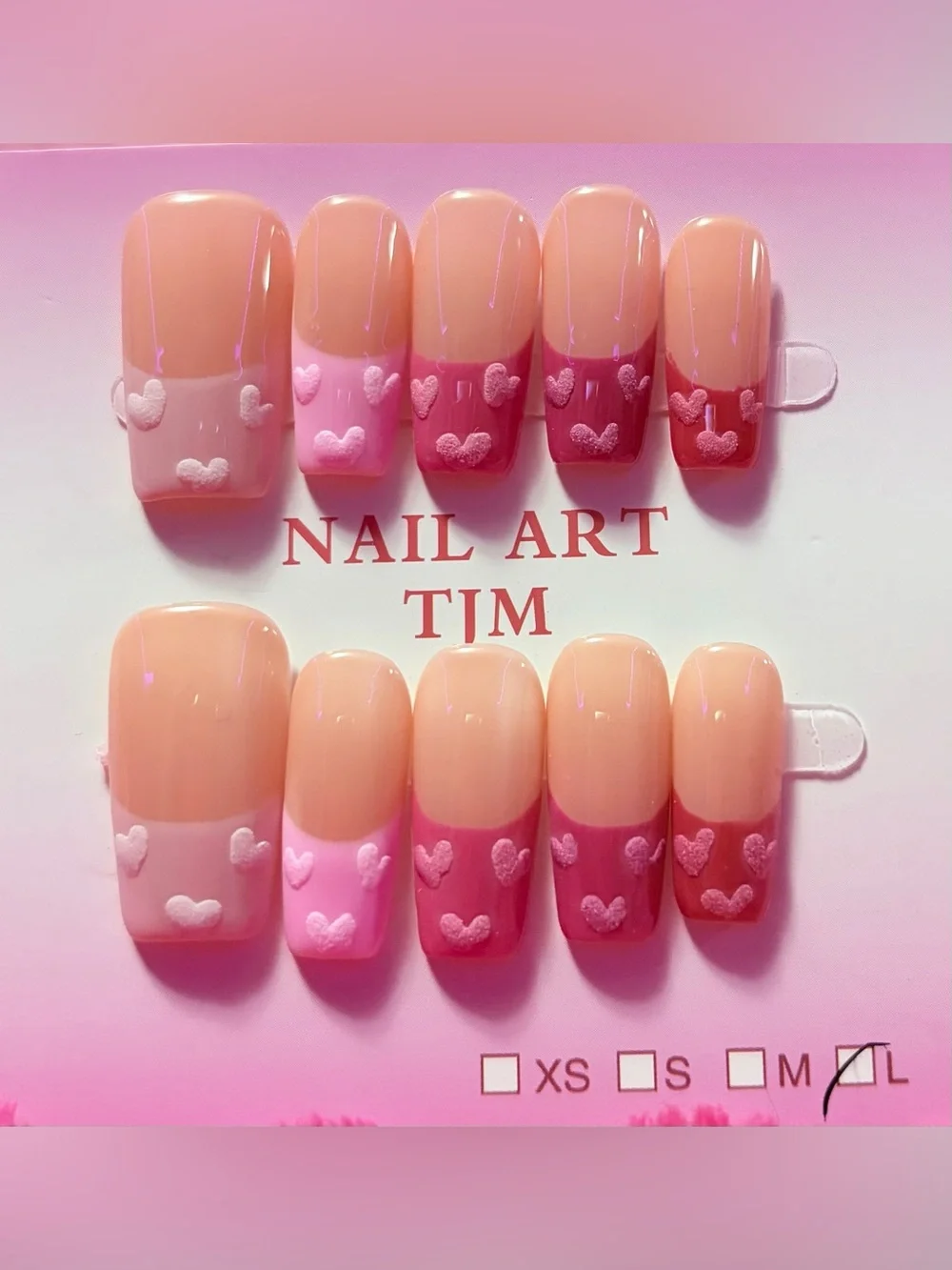 Pink Heart Ombre Press-On Nails